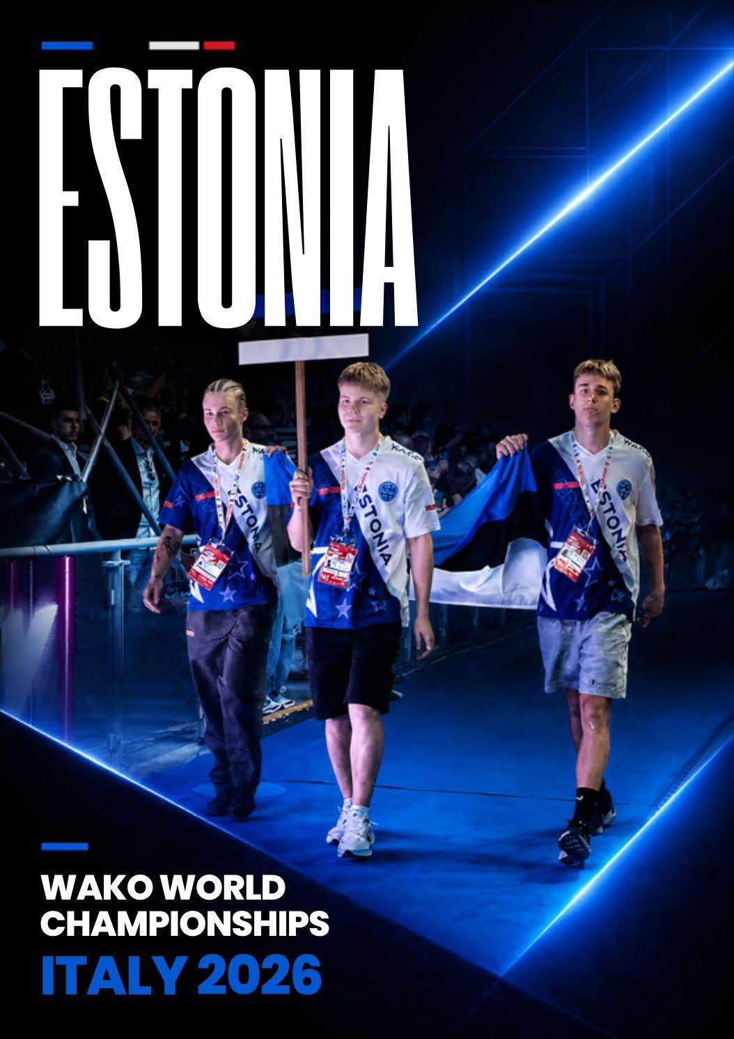 Постер сборной Эстонии на чемпионате мира WAKO 2026 в Италии